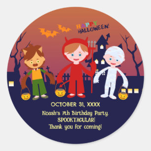 Halloween Costume Boy Birthday Party  Classic Round Sticker