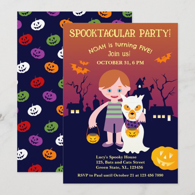 Halloween Costume Boy Birthday Party  Invitation (Front/Back)