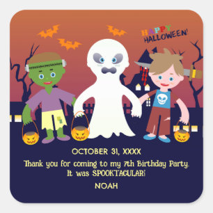 Halloween Costume Boy Birthday Party  Square Sticker