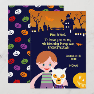 Halloween Costume Boy Birthday Party Thank You Card