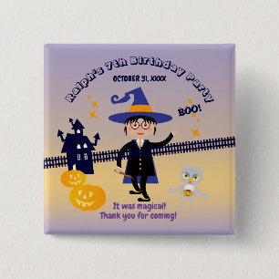 Halloween Costume Boy Wizard Birthday Party 2 Inch Square Button