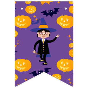Halloween Costume Boy Wizard Birthday Party Bunting Flags