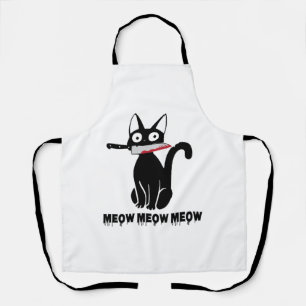 Halloween Costume Cat Funny Ch Ch Ch Meow Meow Sca Apron