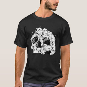 Halloween Costume Cat Skull Creepy Puppy Skeleton T-Shirt