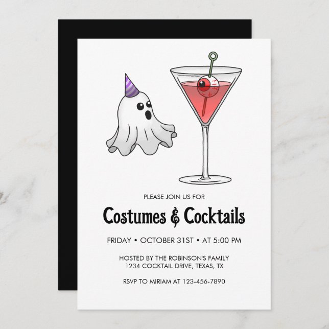 Halloween Costume & Cocktail Party Invitation (Front/Back)