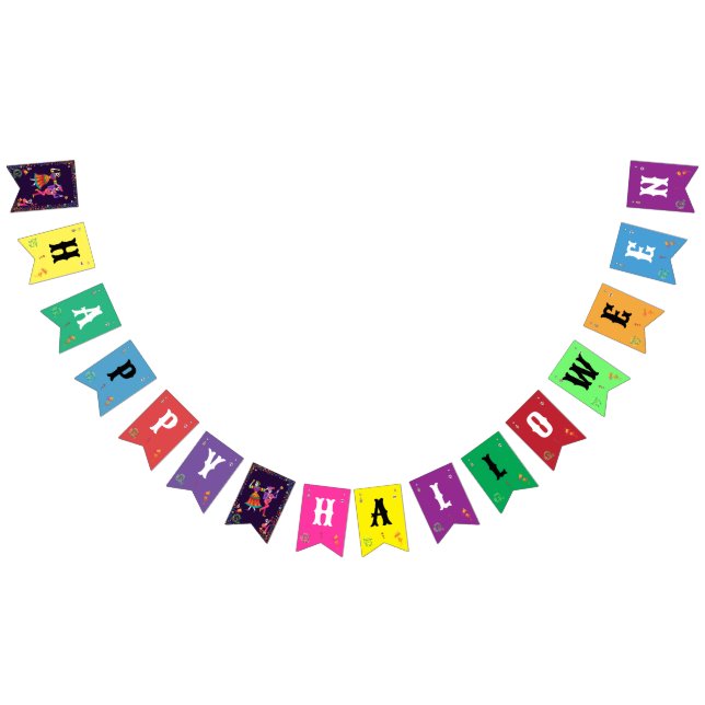 Halloween Costume Colourful Party De los Muertos Bunting Flags (All)