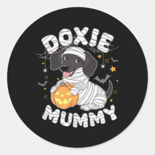 Halloween Costume Dachshund Dog Lover Doxie Mummy Classic Round Sticker