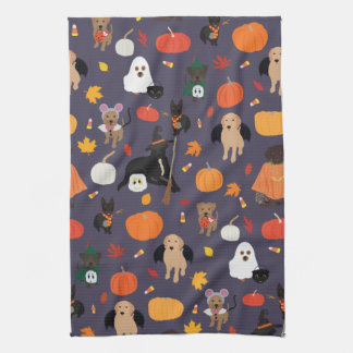 Halloween Costume Dogs Kitchen Hand Towel
