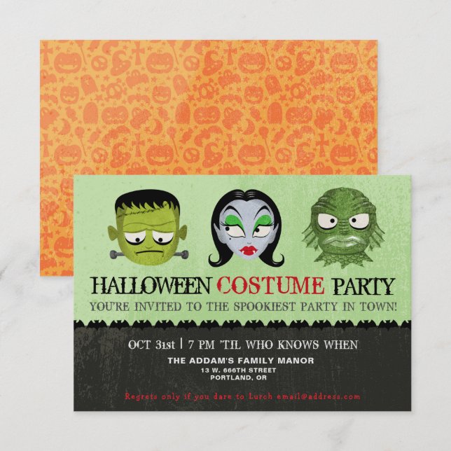 Halloween Costume fête Monster Masques Invitation (Devant / Derrière)