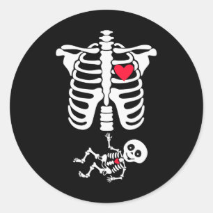 Halloween Costume For Pregnant Mom To Be Skeleton Classic Round Sticker