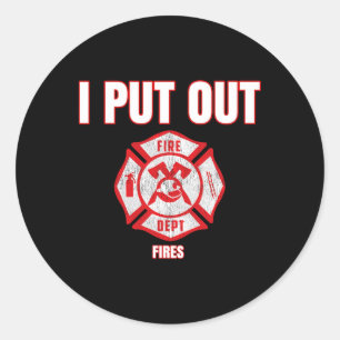 Halloween Costume Fun Firefighter I Put Out Fires Classic Round Sticker