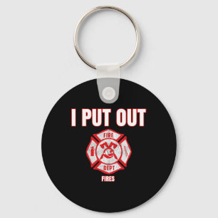 Halloween Costume Fun Firefighter I Put Out Fires  Keychain