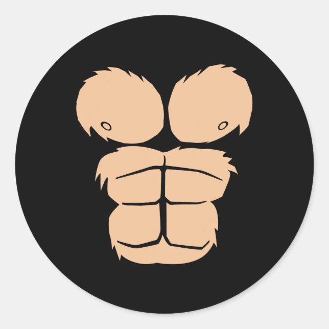 Halloween Costume Fun Monkey Gorilla Chest Suit Ha Classic Round Sticker (Front)