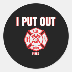 Halloween Costume Funny Firefighter I Put Out Fire Classic Round Sticker