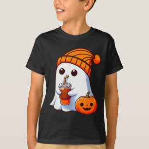 Halloween Costume Ghost Drinking Pumpkin Men Women T-Shirt