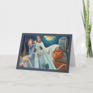 Halloween Costume Ghost Mouse Watercolor Art Card