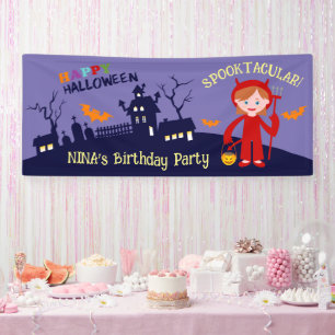 Halloween Costume Girl Birthday Party  Banner