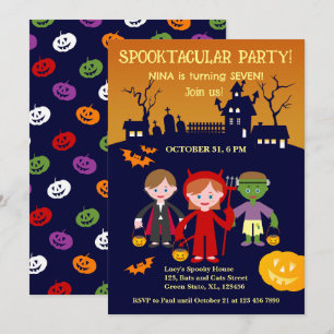 Halloween Costume Girl Birthday Party  Invitation