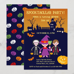 Halloween Costume Girl Birthday Party  Invitation