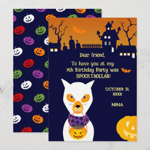 Halloween Costume Girl Birthday Party  Thank You Card