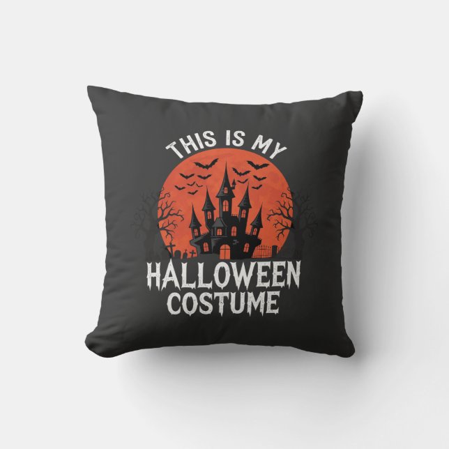 Halloween Costume Haunted Castle Vector Design Throw Pillow (Front)