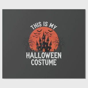 Halloween Costume Haunted Castle Vector Design Wrapping Paper