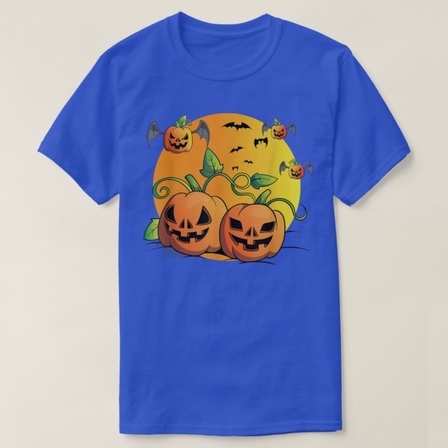 Halloween Costume Jack O Lantern Creepy Flying Bat T-Shirt (Design Front)