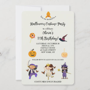 Halloween Costume Kids Birthday Party  Invitation