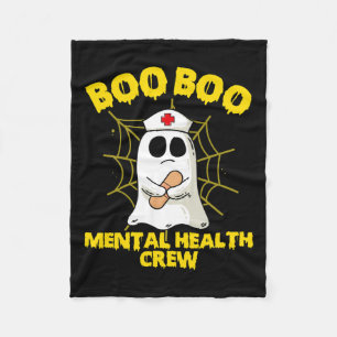 Halloween Costume Mental Health Nurse Boo Boo Crew Fleece Blanket