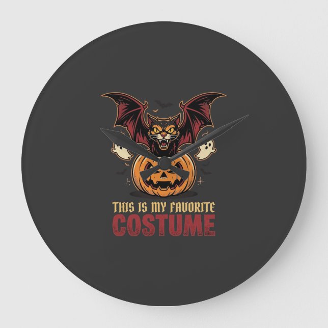 Halloween Costume Monster Pumpkin Gothic Vector De Large Clock (Front)