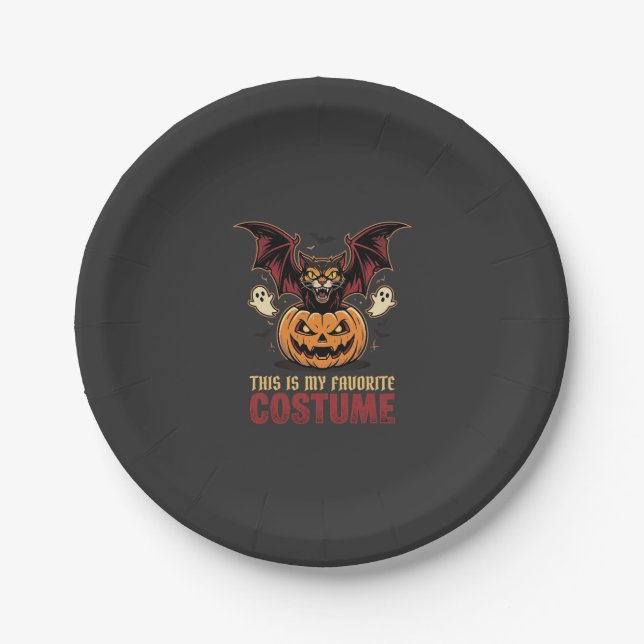 Halloween Costume Monster Pumpkin Gothic Vector De Paper Plate (Front)