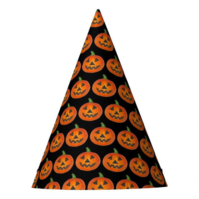 Halloween Costume Orange Pumpkin Jack o' Lantern Party Hat (Front)