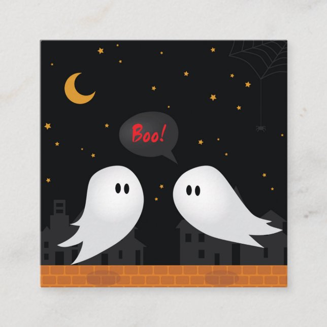 Halloween costume party cartoon ghost boo rsvp enclosure card (Front)