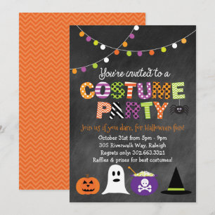 Halloween Costume Party Chalkboard Invitation