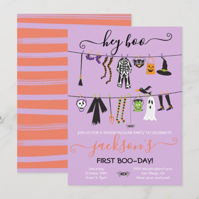 Halloween Costume Party Clothesline invitation (Devant / Derrière)