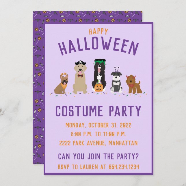 Halloween Costume Party Dogs Invitation (Front/Back)