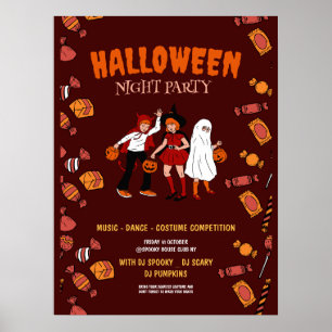 Halloween costume party, Halloween Night  Poster