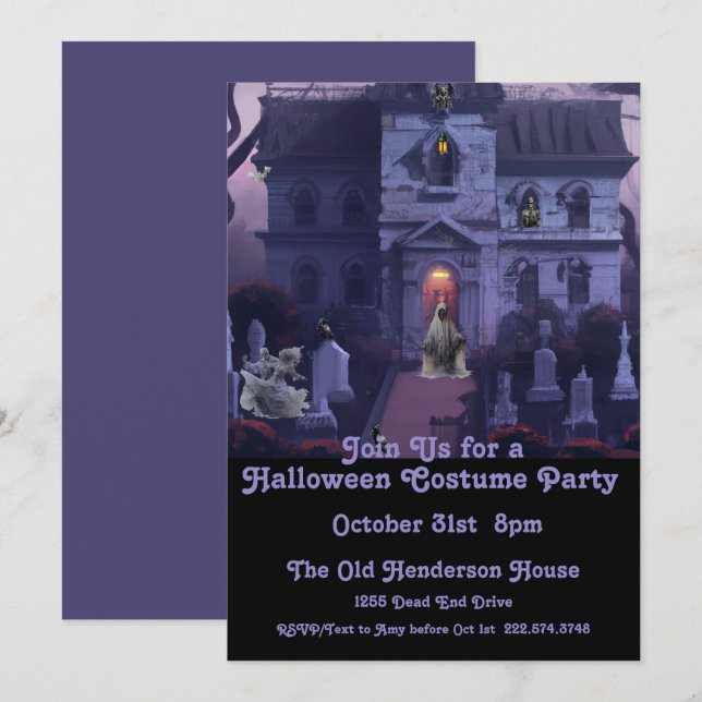 Halloween Costume Party, Haunted House             Invitation (Front/Back)