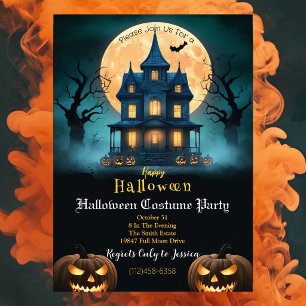 Halloween Costume Party Invitation Haunted Mansi