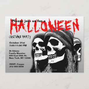 Halloween Costume Party Invitation Pirate Skull