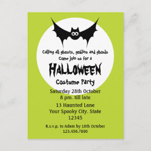 Halloween Costume Party Invitation Postcard