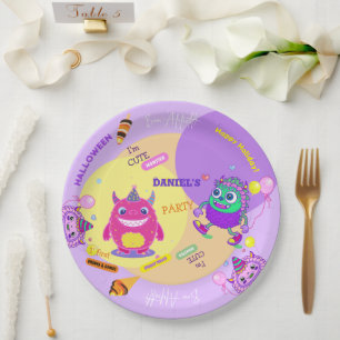 Halloween Costume Party Monsters spooky fun Dance Paper Plate