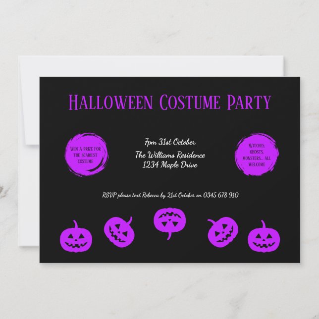 Halloween Costume Party Pumpkin Invitation (Front)