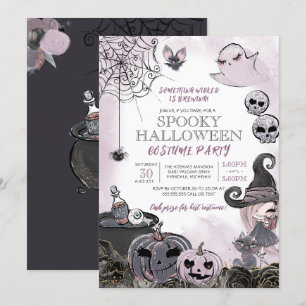 Halloween Costume Party Spooky Cute Witch Invitation
