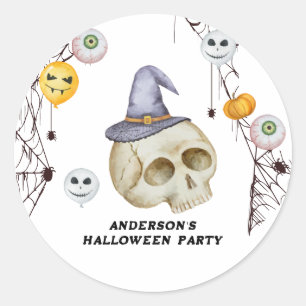Halloween Costume Party Watercolor Classic Round Sticker