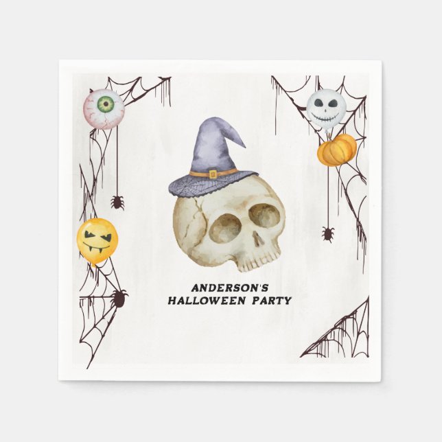 Halloween Costume Party Watercolor Napkin (Front)