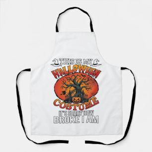 Halloween Costume Scary Broke Pumpkin Spooky Tree  Apron