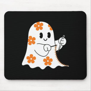 Halloween Costume Sewing Ghost Boo Funny Sewing Lo Mouse Pad