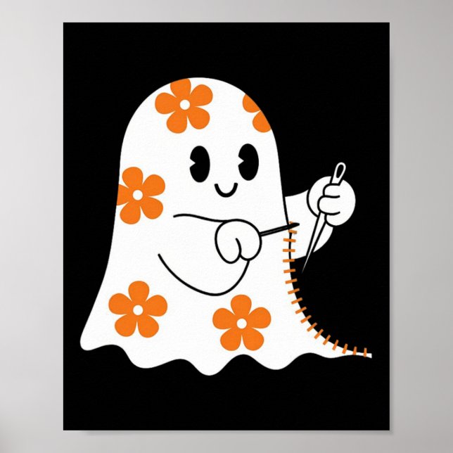 Halloween Costume Sewing Ghost Boo Funny Sewing Lo Poster (Front)