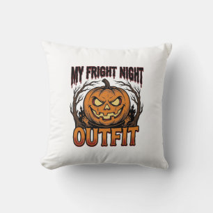 Halloween Costume Shirt Spooky Pumpkin Outfit_1 Throw Pillow
